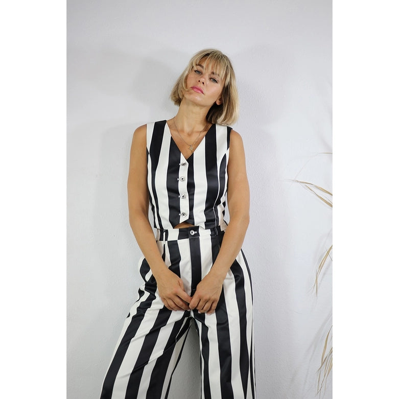Stripe Vest and Pants Set BLACK STRIPE-Set-Mulla-S-BLACK STRIPE-Urbanheer