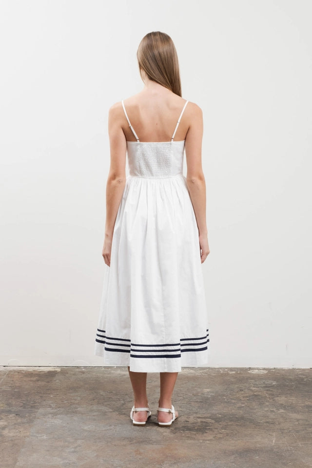 Stripe Detail Spaghetti Strap Midi Dress-Dress-Moon River-S-Ivory-Urbanheer