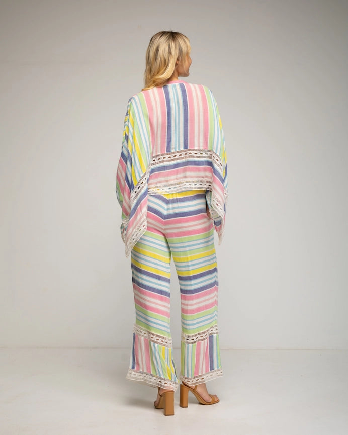 Striped Blouse and Pants Set-Set-Tantra-YOUR-Ecru-Urbanheer