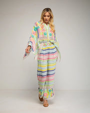 Striped Blouse and Pants Set-Set-Tantra-YOUR-Ecru-Urbanheer