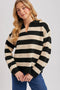 Striped Collar Boxy Knit Pullover
