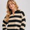 Striped Collar Boxy Knit Pullover