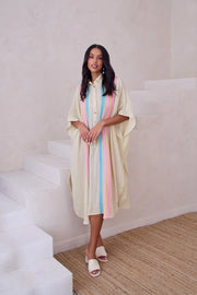Striped Collared Kaftan-Kaftan-SAACHI-Cream-Urbanheer