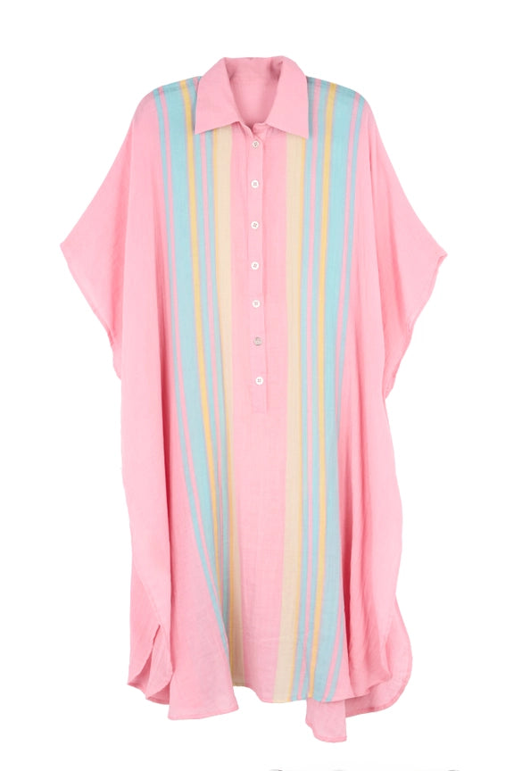 Striped Collared Kaftan-Kaftan-SAACHI-Pink-Urbanheer