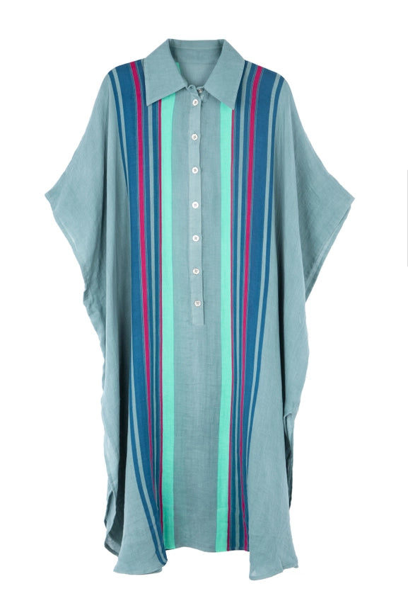 Striped Collared Kaftan-Kaftan-SAACHI-Sage-Urbanheer