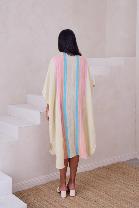 Striped Collared Kaftan-Kaftan-SAACHI-Cream-Urbanheer