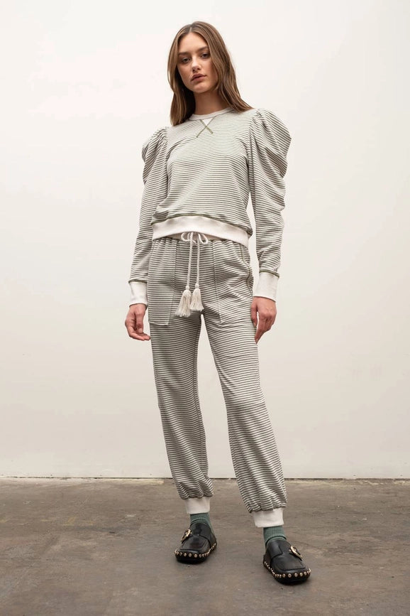 Striped Contrast Set-Set-Moon River-S-OLIVE MULTI-Urbanheer