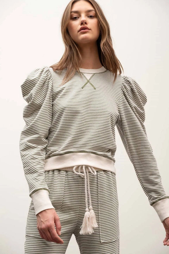 Striped Contrast Set-Set-Moon River-S-OLIVE MULTI-Urbanheer