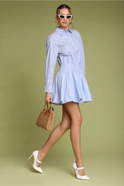 Striped Cotton Mini Shirt Dress