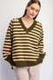 Striped Cozy Cashmere V-Neck Sweater
