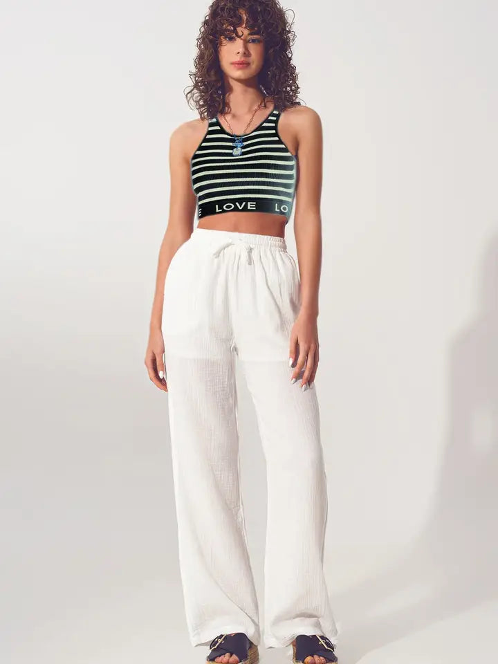 Striped Cropped Top with Love Text in Black and Beige-Top-Q2-One Size-Black-Urbanheer