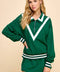 Striped Detail Quarter Zip Sweater-Sweater-TCEC-S-HUNTER GREEN-Urbanheer