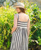Striped Linen Button Down Midi Dress-Dress-Moa-Black Striped-Urbanheer