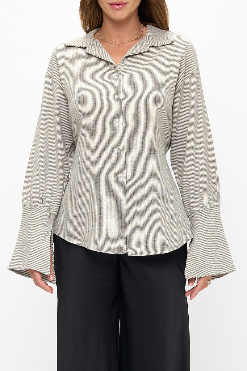 Striped Long Sleeve Top-Tops-Reneecollection-Small-BLACK/IVORY-Urbanheer