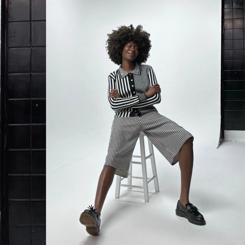 Striped Merino Wool Knitted Shirt with Embroidery-Shirt-London Atelier Byproduct-S-Urbanheer