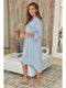 Striped Mid Length Button Down Dress-Dress-MILIO MILANO-S-Denim Blue-Urbanheer