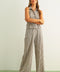 Striped Pattern Wide Leg Trouser | Brown
