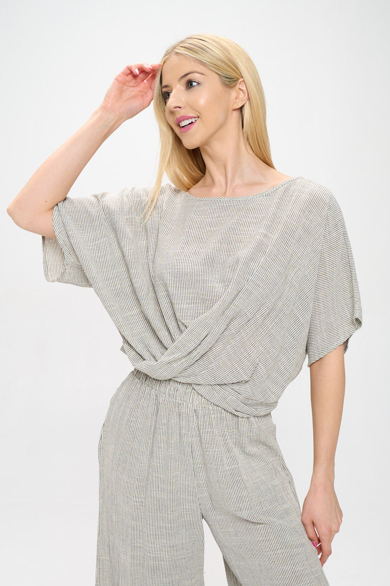 Striped Print Top with Crossover Front Detail-New Arrival-Reneecollection-Small-WHITE/BLACK-Urbanheer