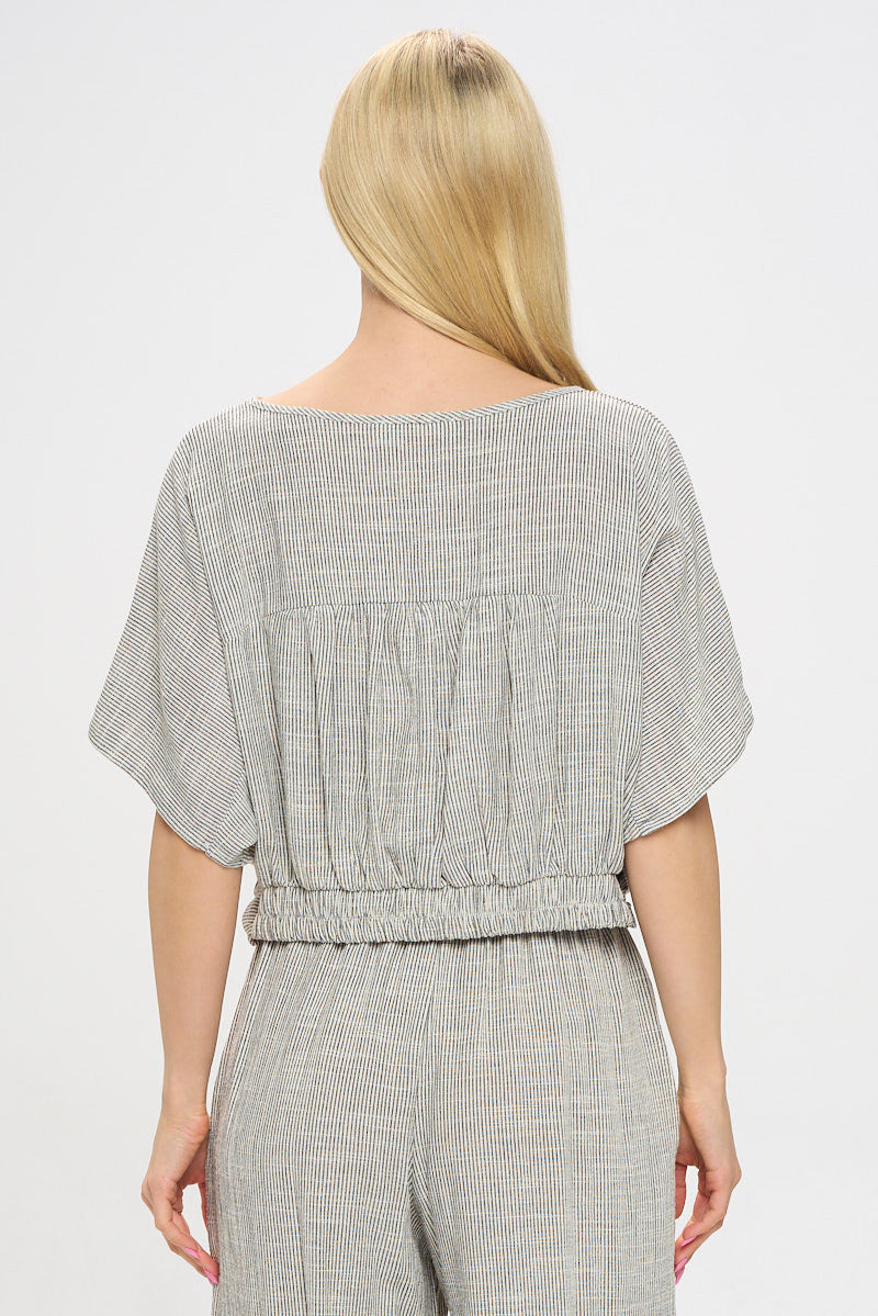 Striped Print Top with Crossover Front Detail-New Arrival-Reneecollection-Small-WHITE/BLACK-Urbanheer