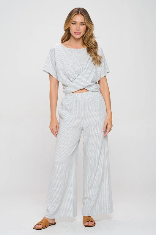 Striped Print Top with Crossover Front Detail-Top-Renee C.-S-Urbanheer