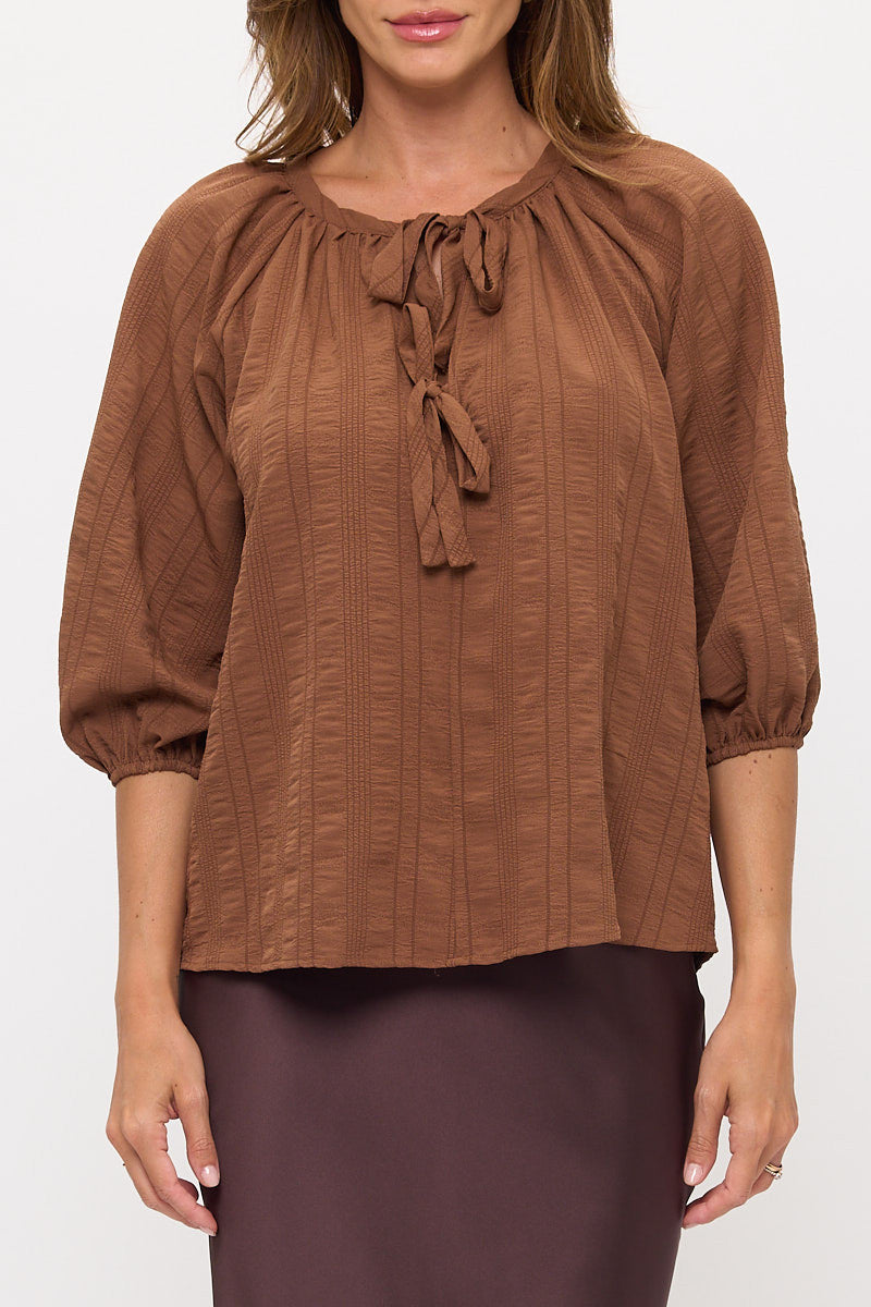 Striped Puff Sleeve Top-1