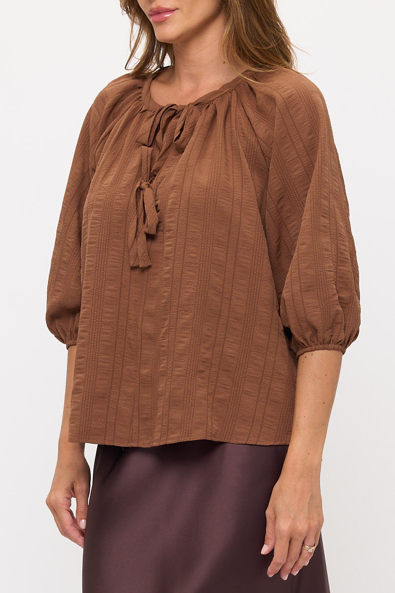 Striped Puff Sleeve Top-2