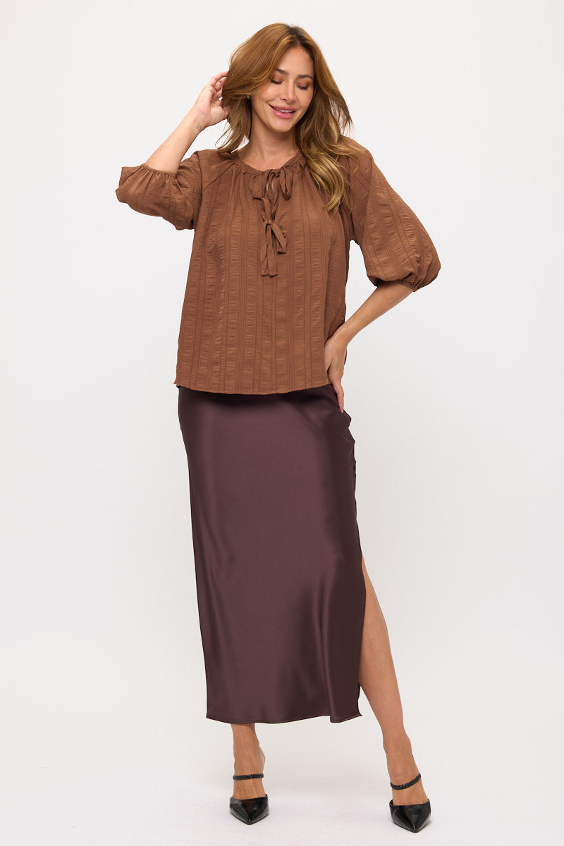 Striped Puff Sleeve Top-4