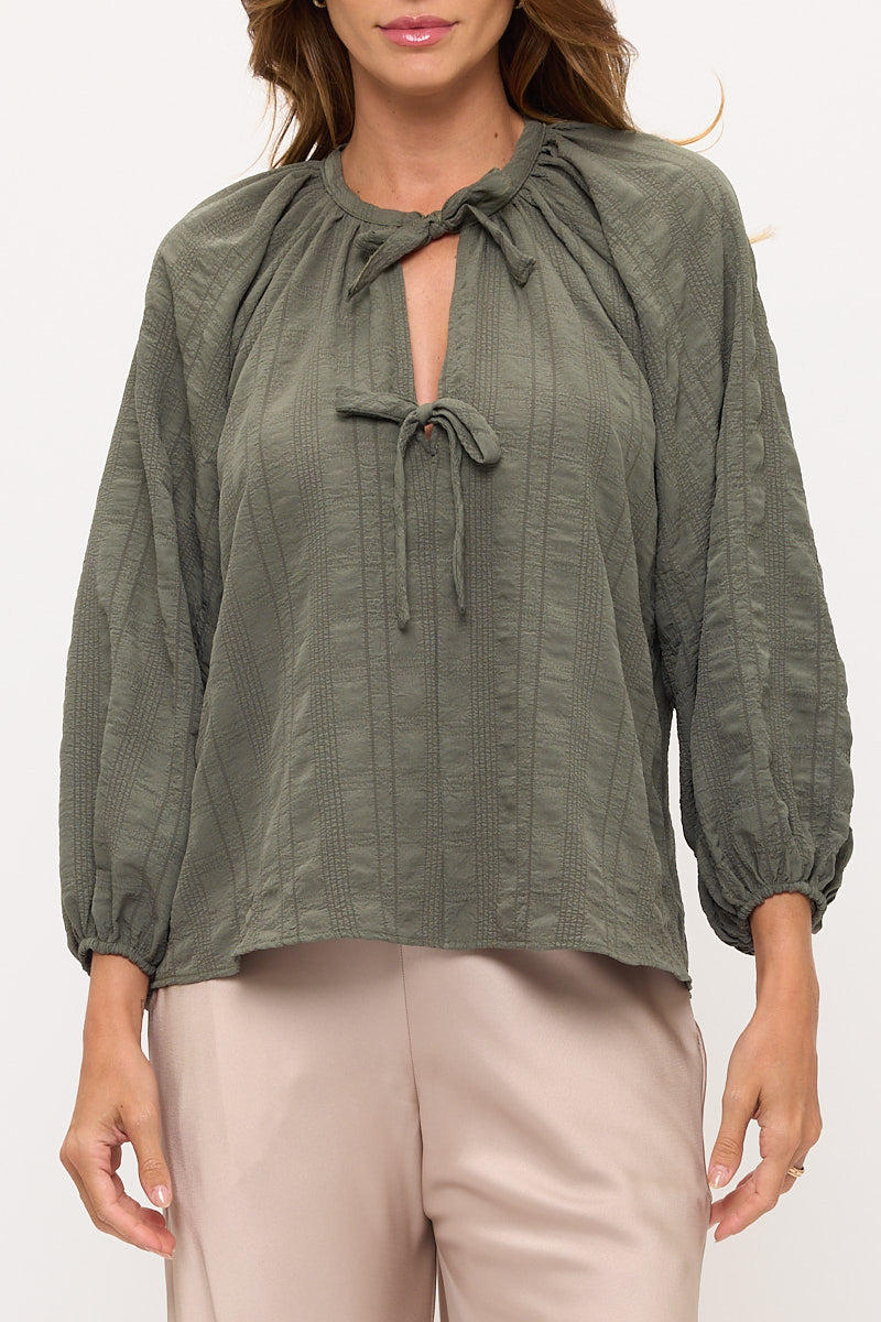 Striped Puff Sleeve Top-1