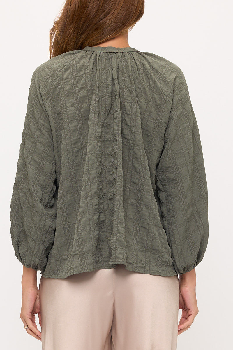 Striped Puff Sleeve Top-3