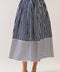 Striped Self Tie Belt High Waist Midi Skirt