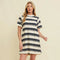 Striped Short Sleeve Midi Dress Navy-Dress-Cloud Ten-S-Navy-Urbanheer
