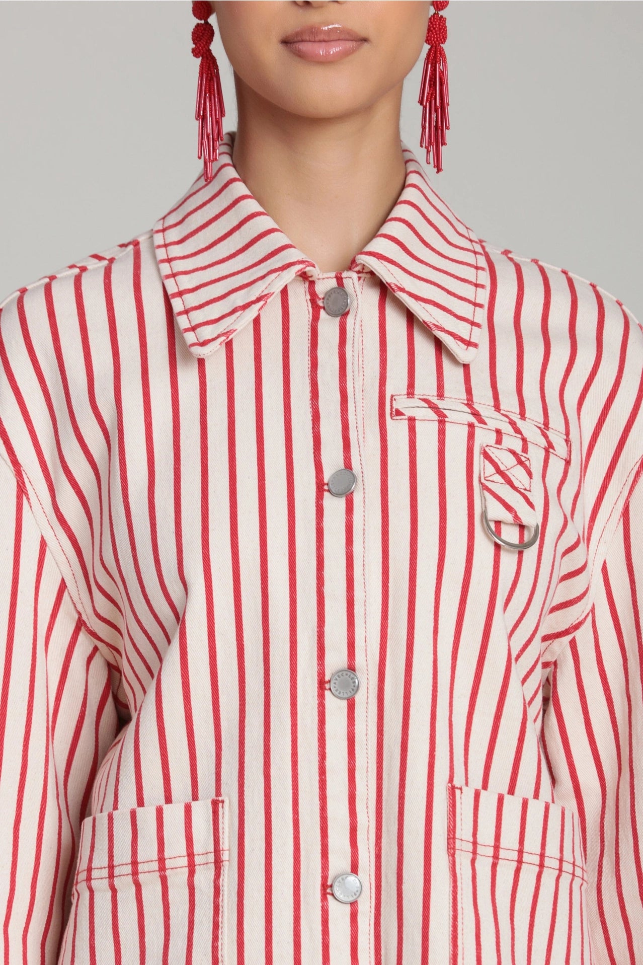 Striped Stretch Cotton Chore Jacket
