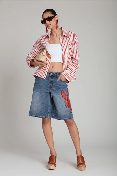 Striped Stretch Cotton Chore Jacket