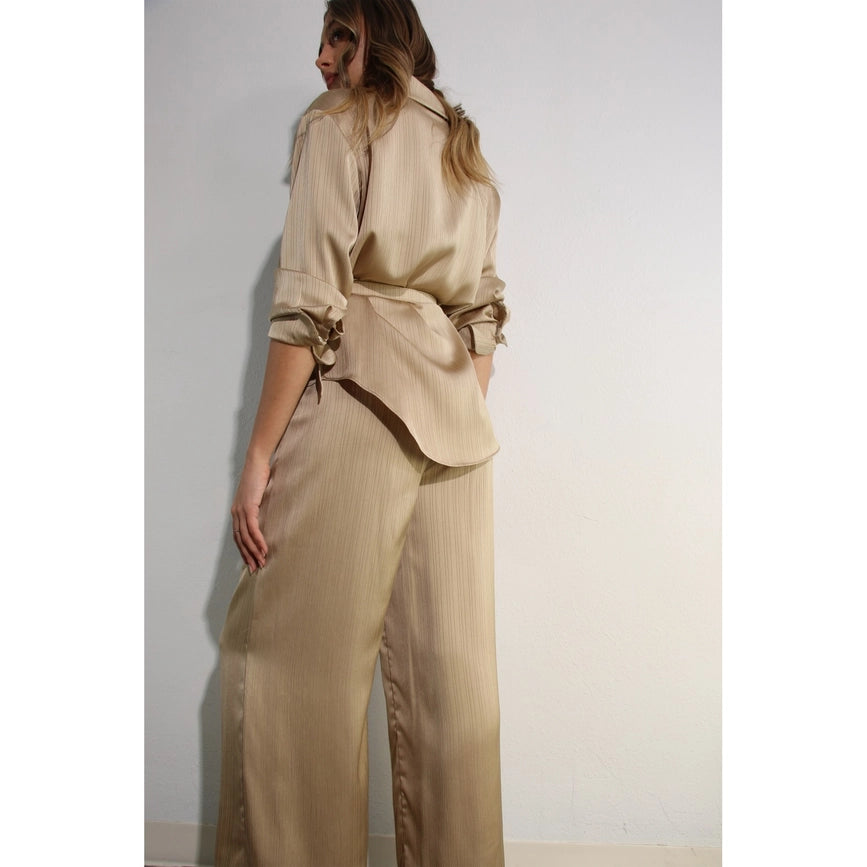 Striped Texture Silky Shirts and Pants Set-Set-Mulla-S-MOCHA FRAPPUCCINO-Urbanheer