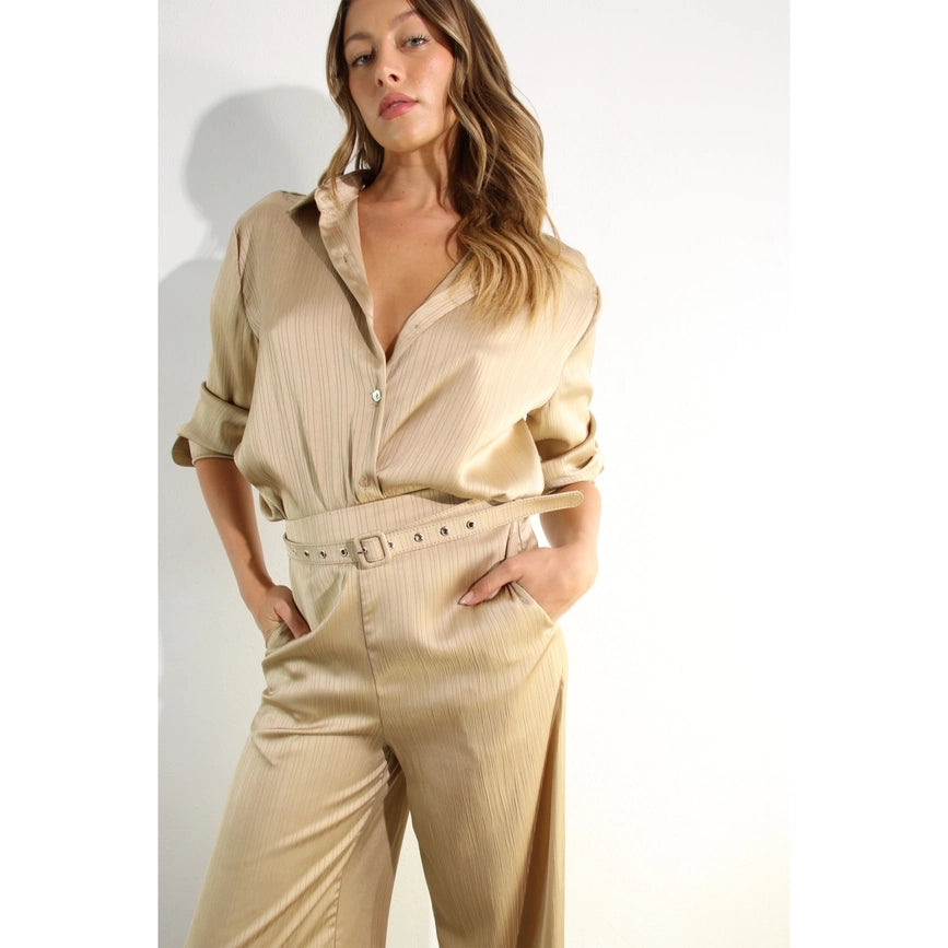 Striped Texture Silky Shirts and Pants Set-Set-Mulla-S-MOCHA FRAPPUCCINO-Urbanheer