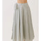 Striped Tie Waist Panelled Midi Skirt - Black