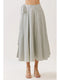 Striped Tie Waist Panelled Midi Skirt - Black