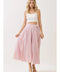 Striped Tie Waist Panelled Midi Skirt - Red