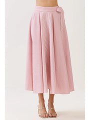 Striped Tie Waist Panelled Midi Skirt