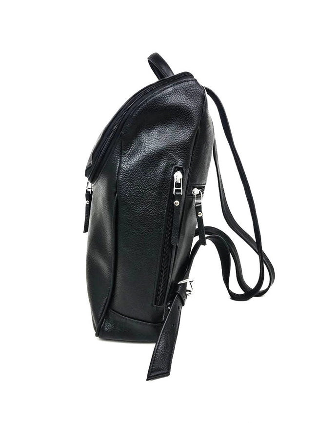 Student Leather Backpack Black-Backpack-Belle & Bloom-12 x 4 x 14 in (30.5 x 10.2 x 35.6 cm)-Urbanheer