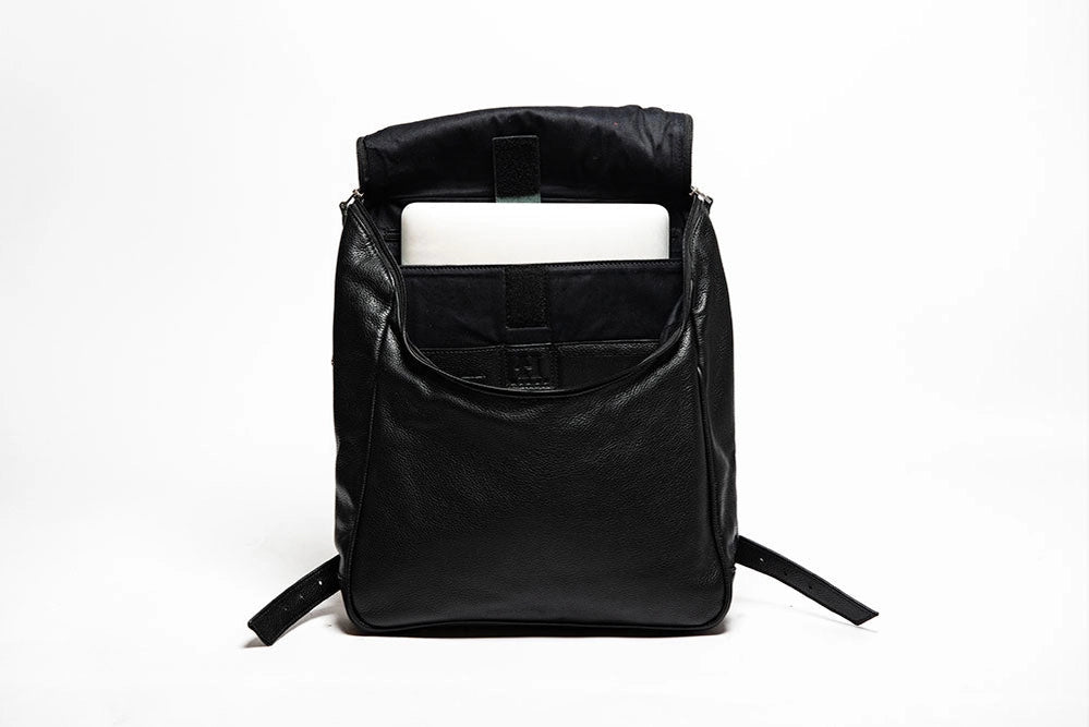 Student Leather Backpack Black-Backpack-Belle & Bloom-12 x 4 x 14 in (30.5 x 10.2 x 35.6 cm)-Urbanheer
