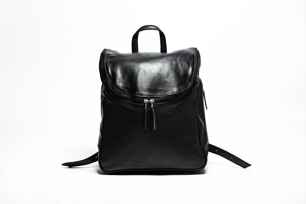 Student Leather Backpack Black-Backpack-Belle & Bloom-12 x 4 x 14 in (30.5 x 10.2 x 35.6 cm)-Urbanheer