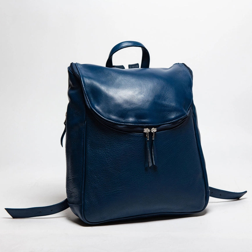 Student Leather Backpack Blue-Backpack-Belle & Bloom-12 x 4 x 14 in (30.5 x 10.2 x 35.6 cm)-Urbanheer