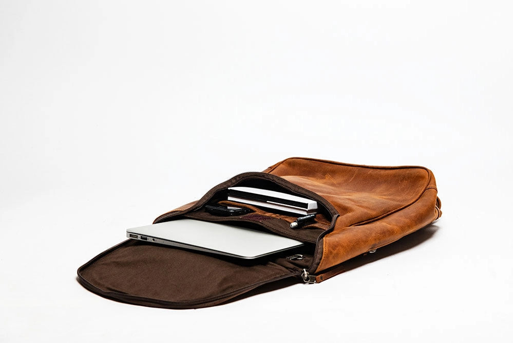 Student Leather Backpack Saddle-Backpack-Belle & Bloom-12 x 4 x 14 in (30.5 x 10.2 x 35.6 cm)-Urbanheer