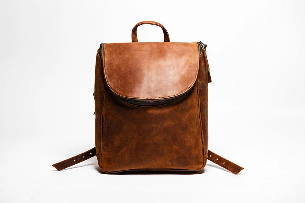 Student Leather Backpack Saddle-Backpack-Belle & Bloom-12 x 4 x 14 in (30.5 x 10.2 x 35.6 cm)-Urbanheer