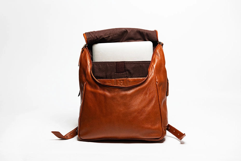 Student Leather Backpack Tan-Backpack-Belle & Bloom-12 x 4 x 14 in (30.5 x 10.2 x 35.6 cm)-Urbanheer