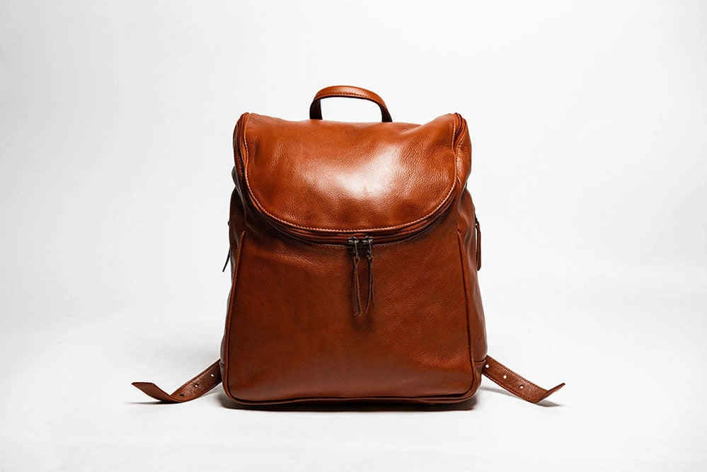 Student Leather Backpack Tan-Backpack-Belle & Bloom-12 x 4 x 14 in (30.5 x 10.2 x 35.6 cm)-Urbanheer