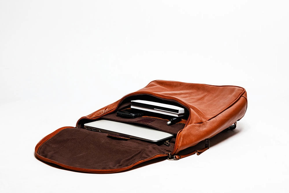 Student Leather Backpack Tan-Backpack-Belle & Bloom-12 x 4 x 14 in (30.5 x 10.2 x 35.6 cm)-Urbanheer