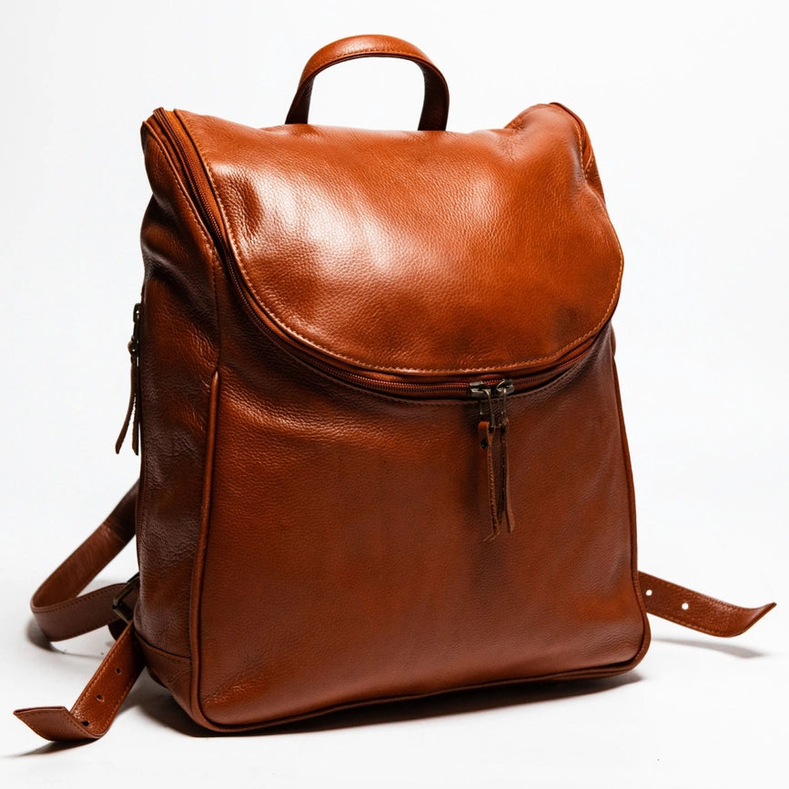 Student Leather Backpack Tan-Backpack-Belle & Bloom-12 x 4 x 14 in (30.5 x 10.2 x 35.6 cm)-Urbanheer