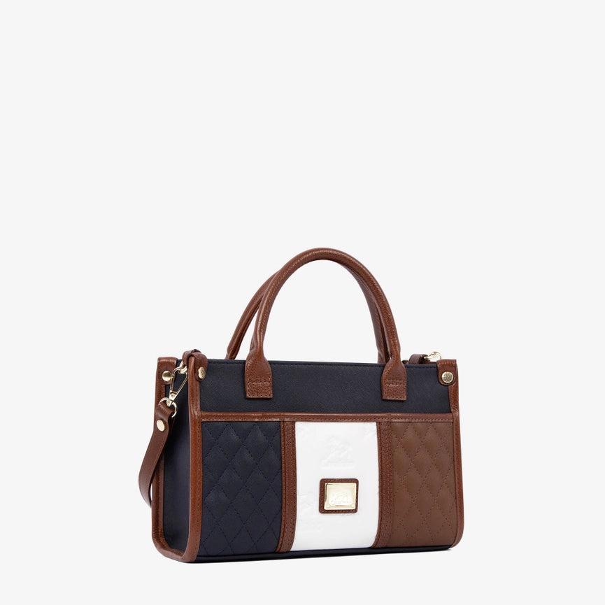 Sublime Handbag-Bag-Cavalinho Canada & USA-* 10.2in x 3.9in x 7.1in * 26.0cm x 10.0cm x 18.0cm-Navy / White / Brown-Urbanheer